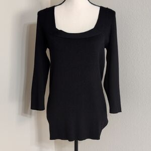 NWOT Lane Bryant Square Neck Ribbed Long Black Sweater